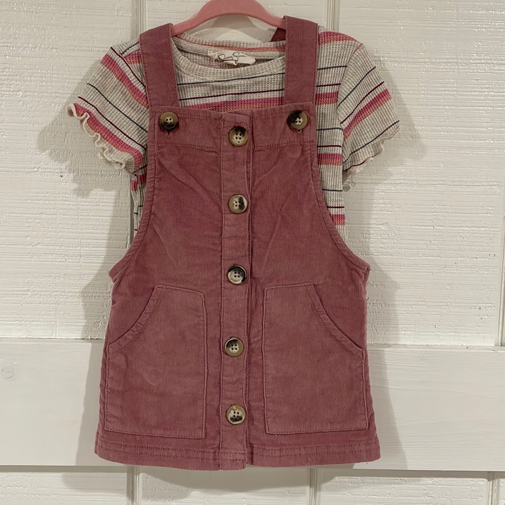 Jessica Simpson 3T, 2-piece Corduroy Overall Dress (blush pink color)